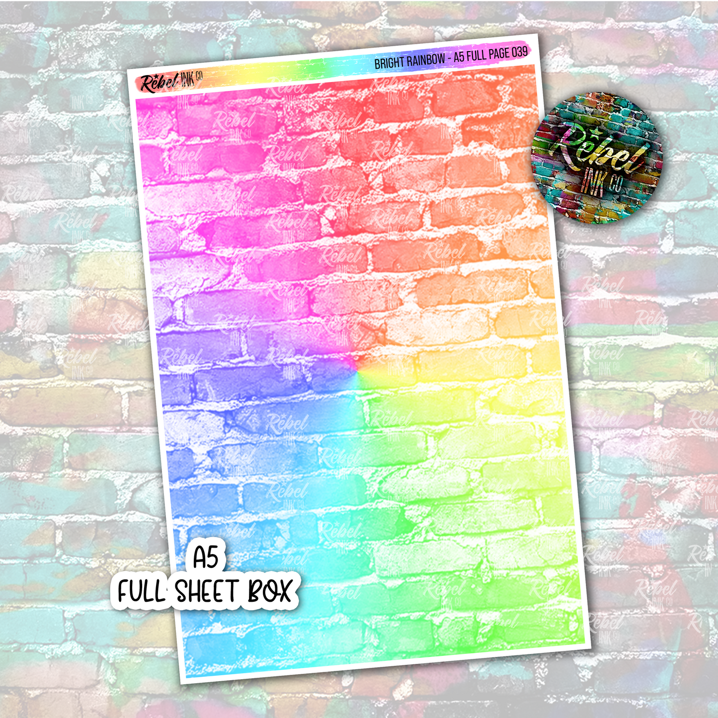 Bright Rainbow - A5 Full Page Sticker