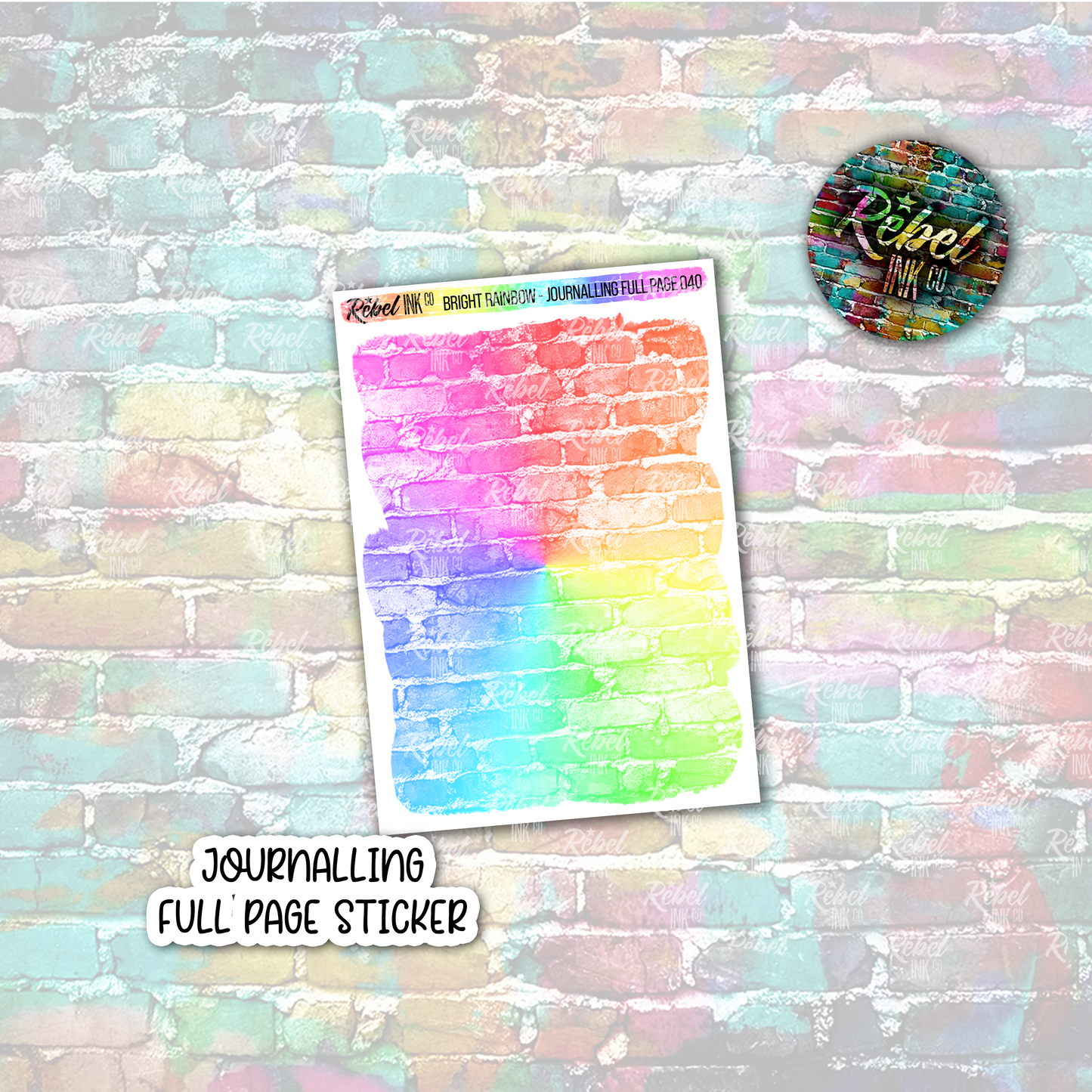 Bright Rainbow - Journalling Full Page Sticker