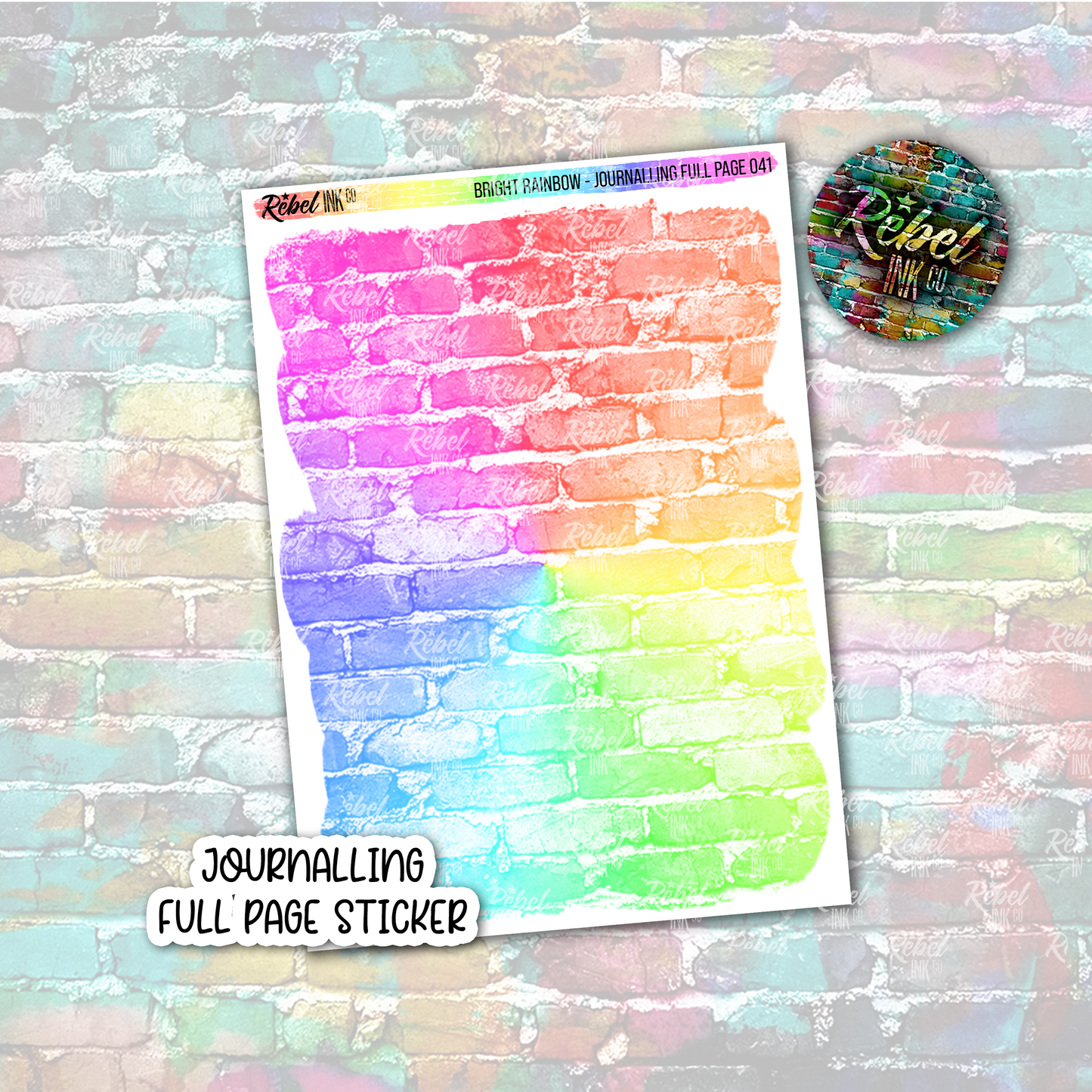 Bright Rainbow - Journalling Full Page Sticker