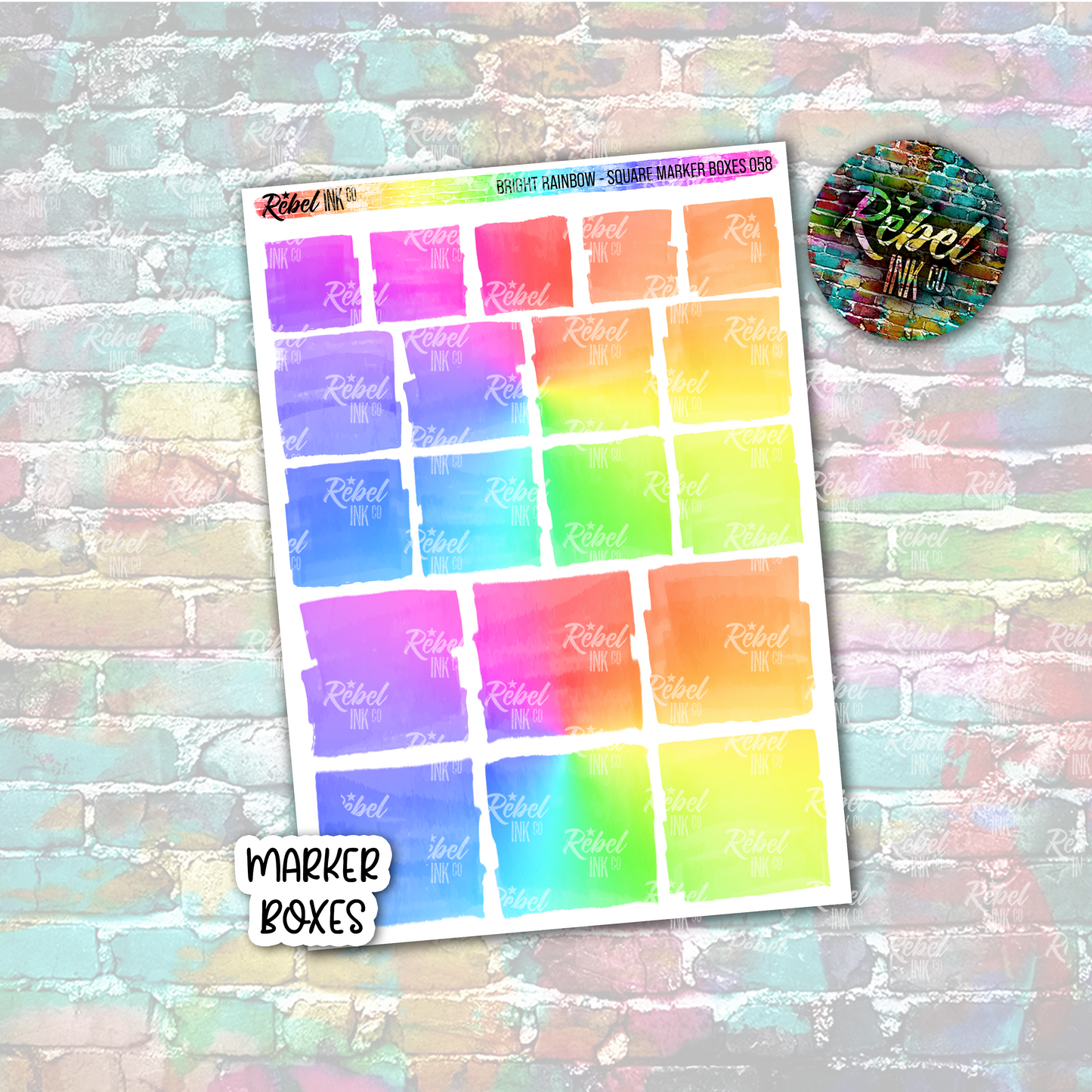 Bright Rainbow - Marker Square Boxes