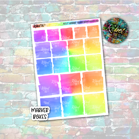 Bright Rainbow - Marker Square Boxes