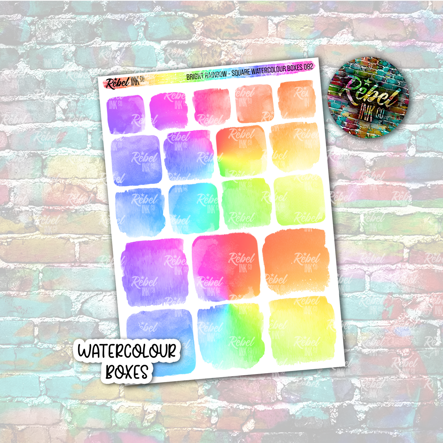 Bright Rainbow - Watercolour Square Boxes