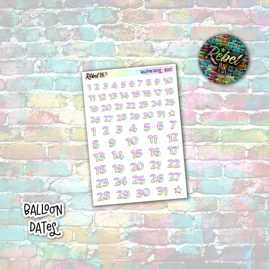 Iridescent Balloon Date Stickers