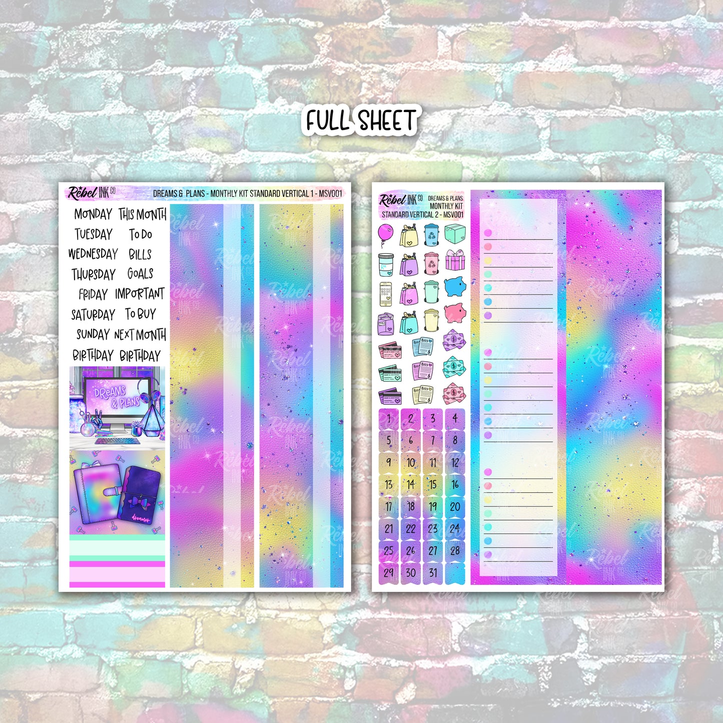 Dreams & Plans - Standard Vertical Monthly Kit