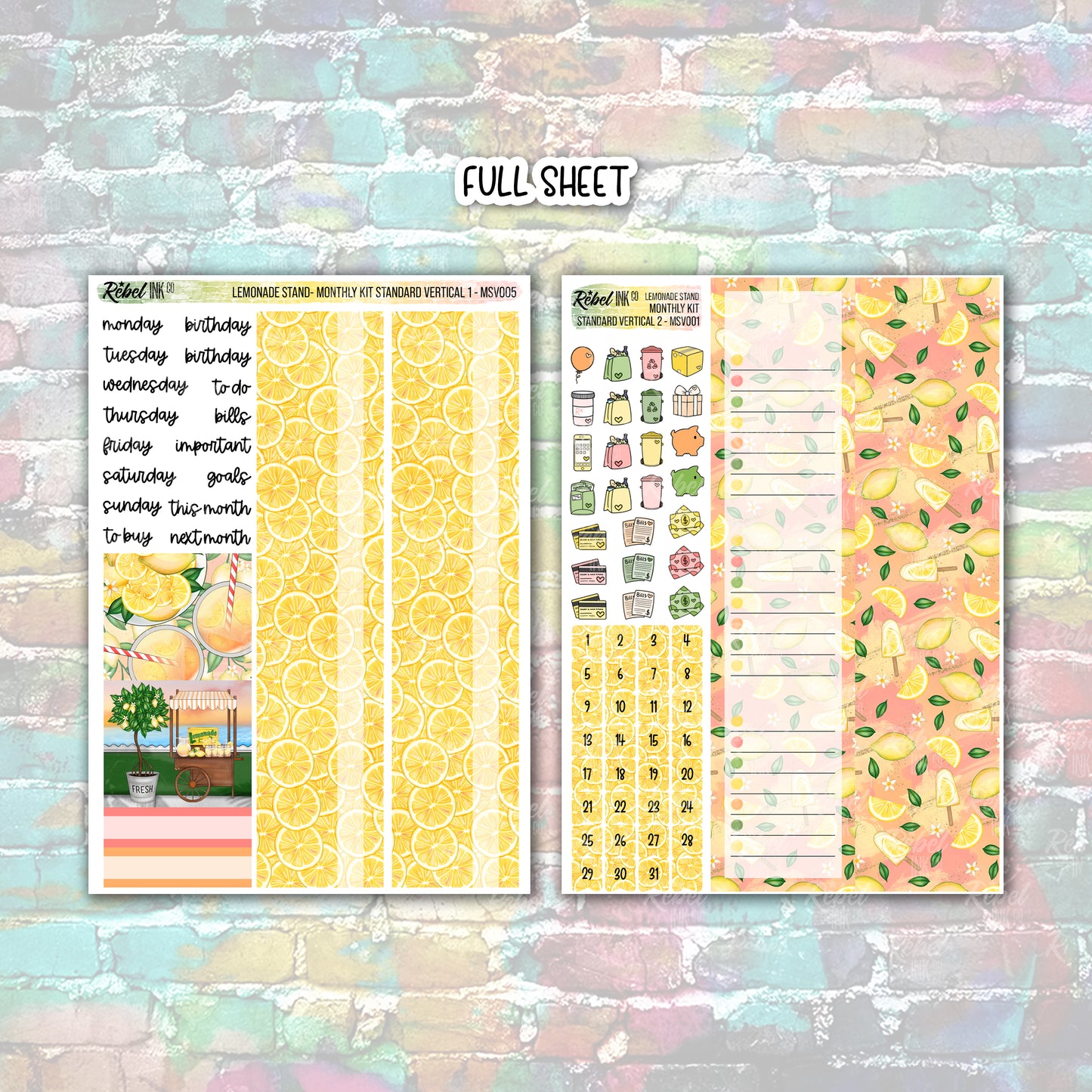 Lemonade Stand - Standard Vertical Monthly Kit
