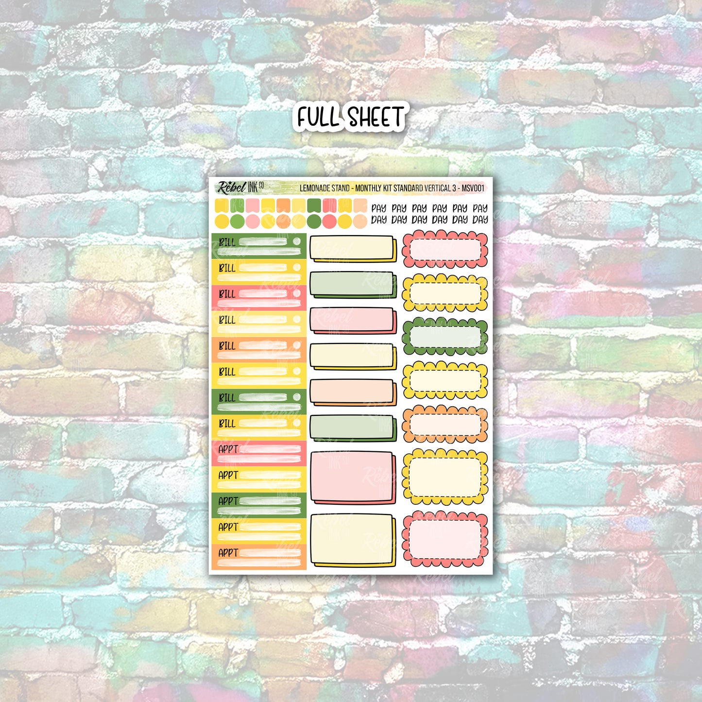 Lemonade Stand - Standard Vertical Monthly Kit