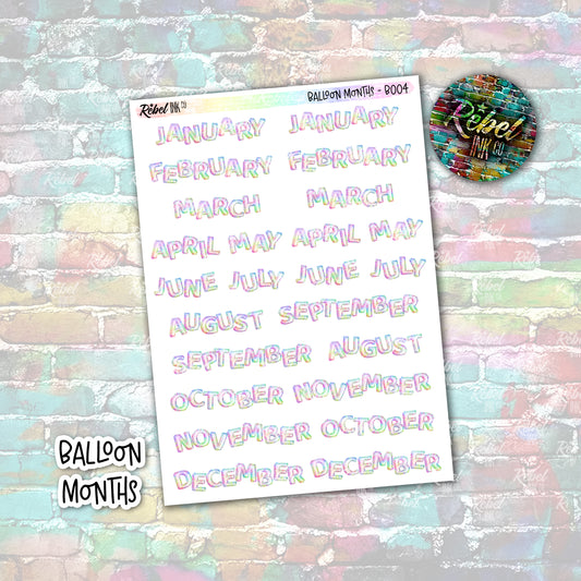 Iridescent Balloon Month Stickers