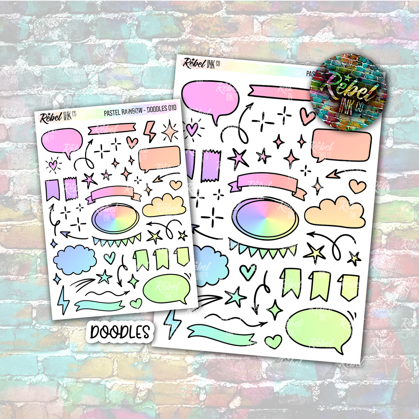 Pastel Rainbow - Doodles