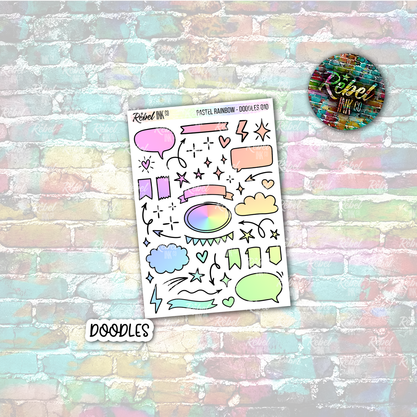 Pastel Rainbow - Doodles