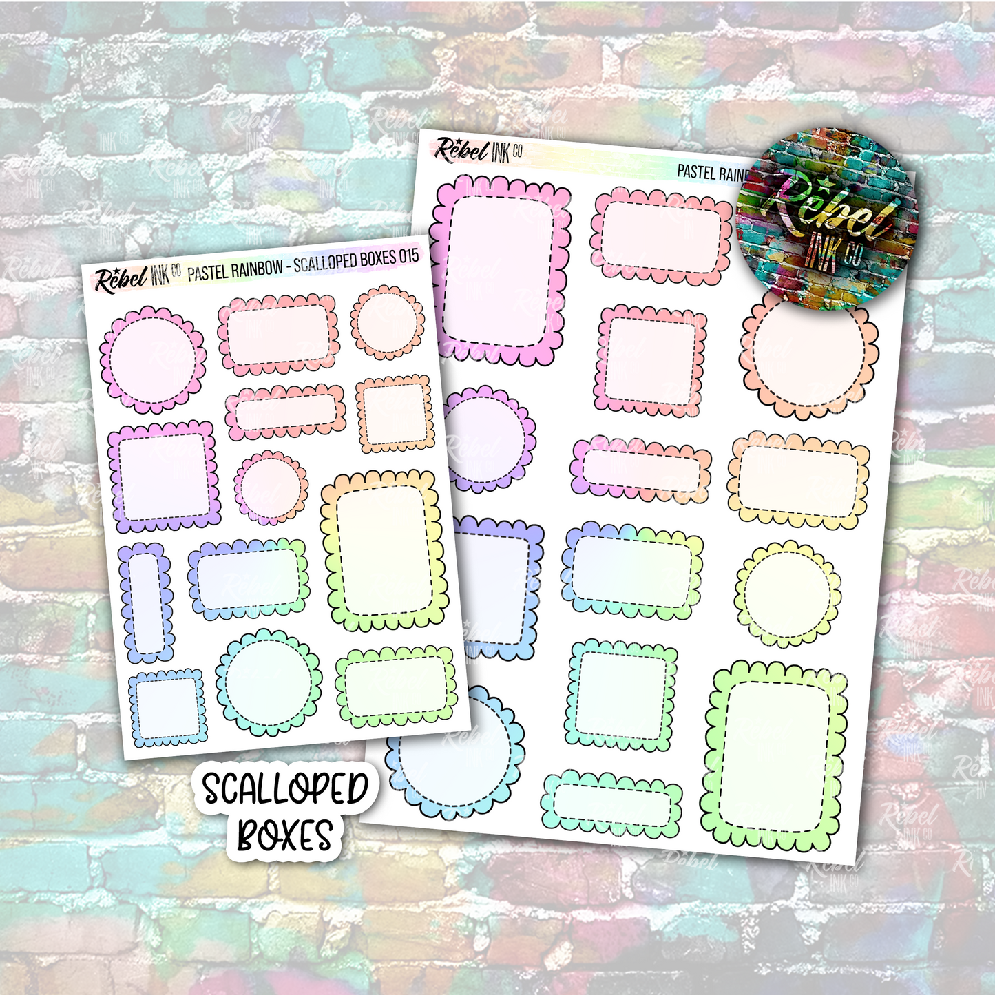 Pastel Rainbow - Scalloped Boxes Multi
