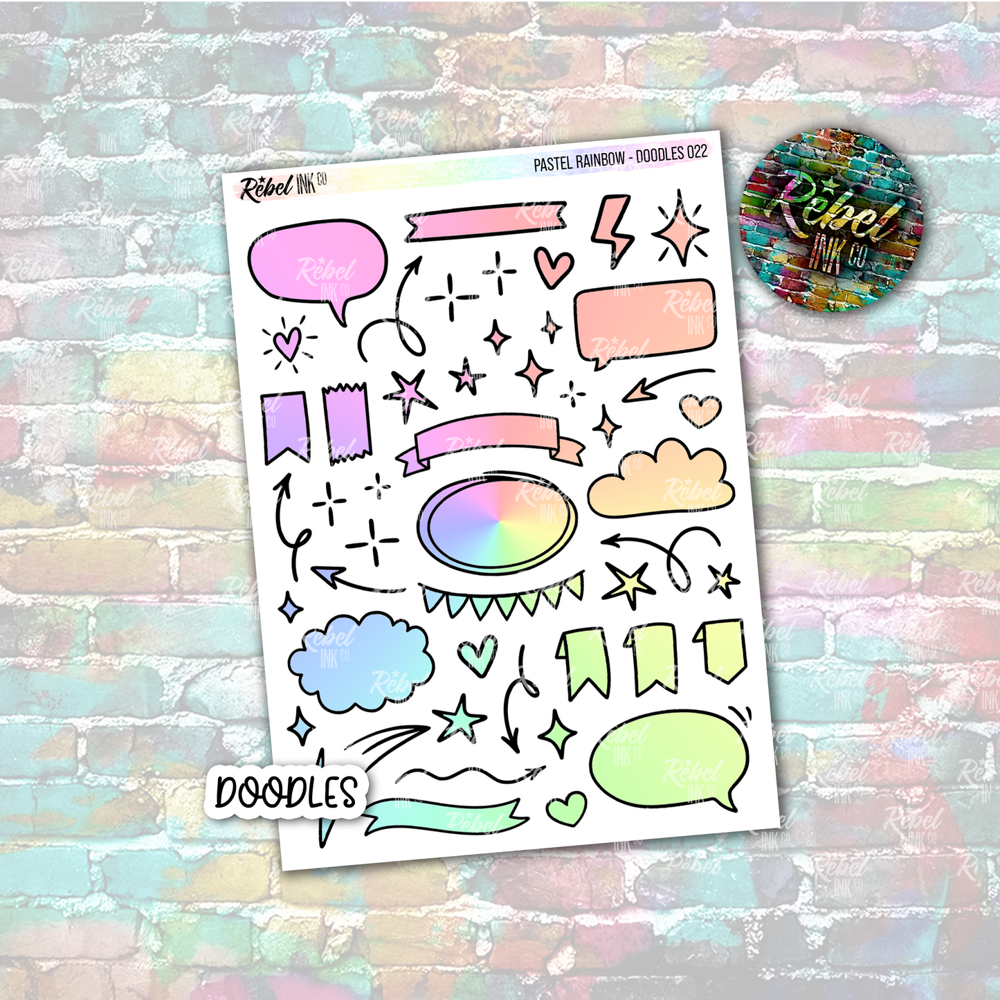 Pastel Rainbow - Doodles