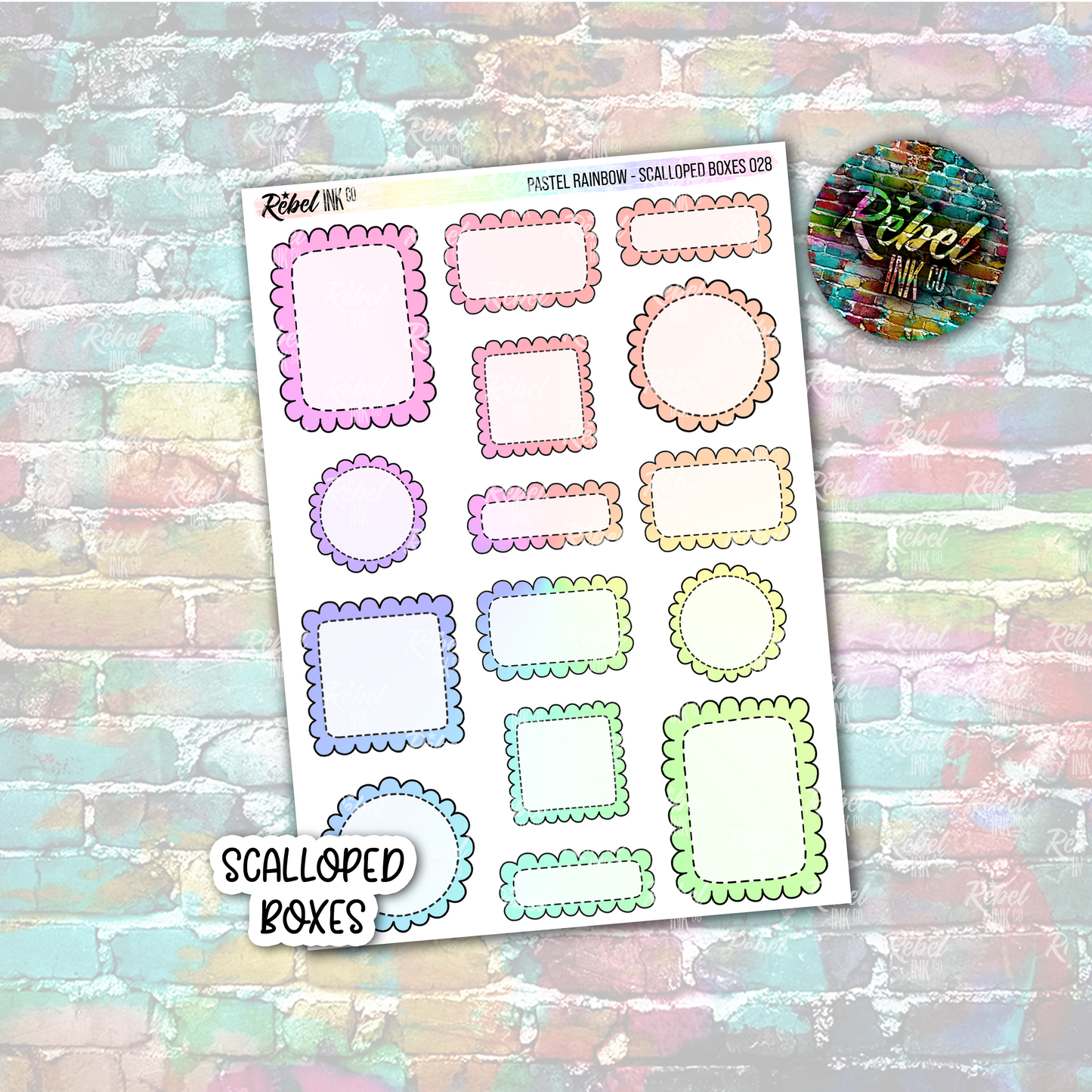 Pastel Rainbow - Scalloped Boxes Multi