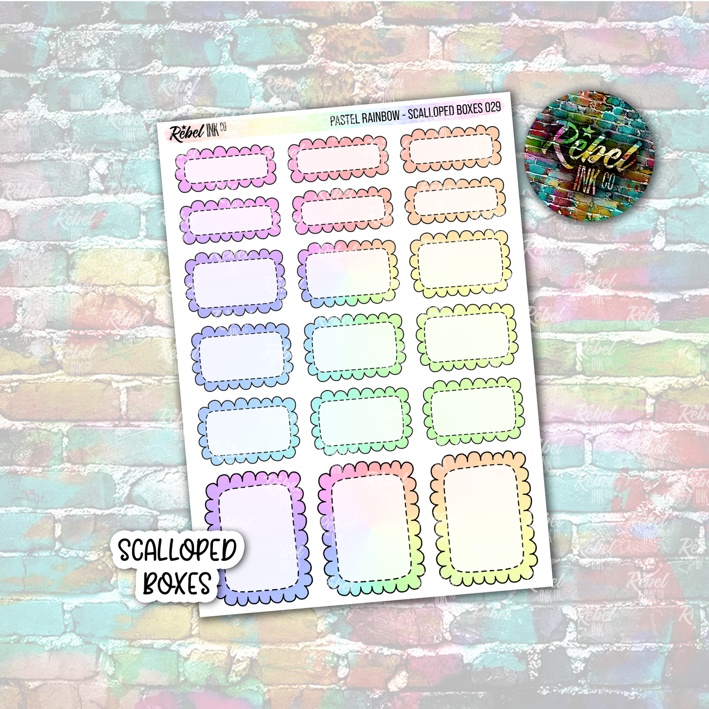 Pastel Rainbow - Scalloped Boxes Standard Vertical