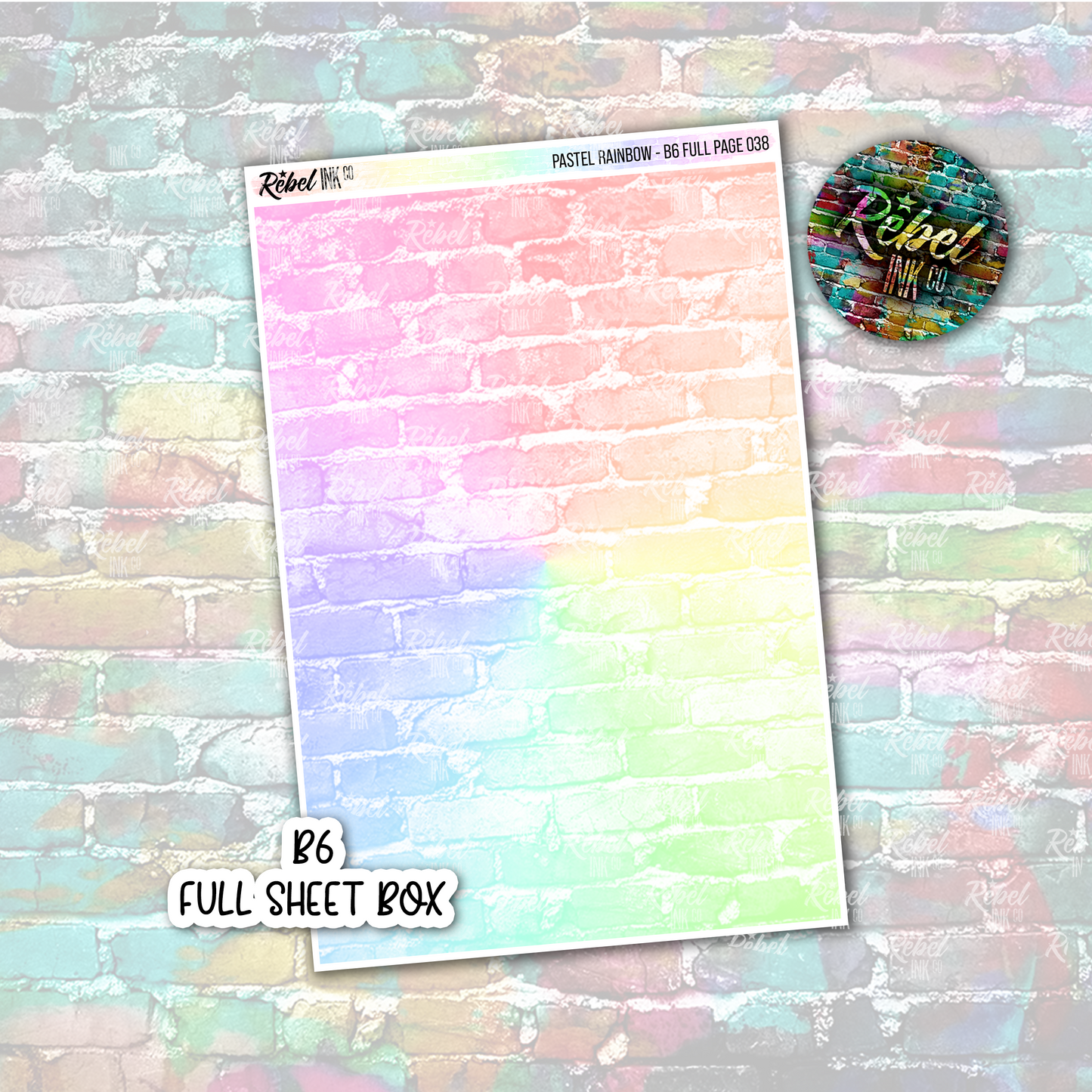 Pastel Rainbow - B6 Full Page Sticker