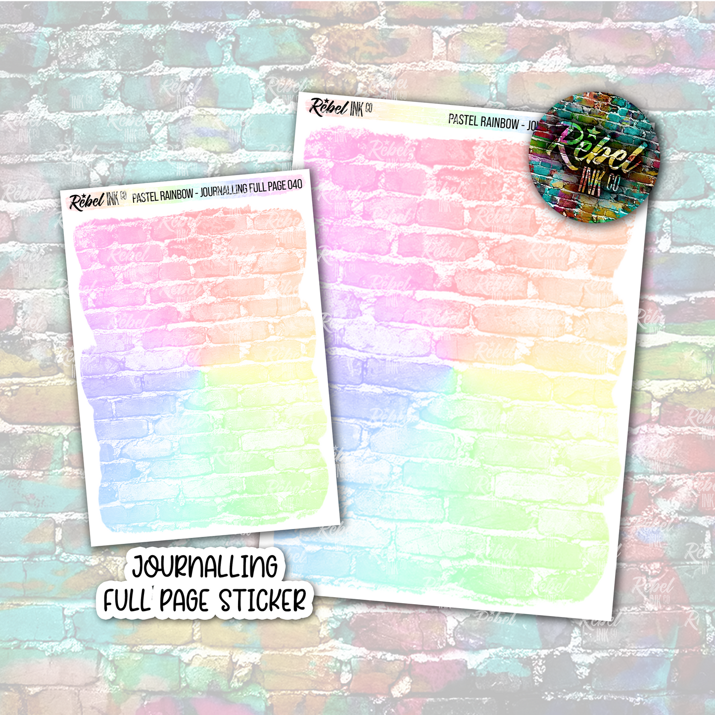 Pastel Rainbow - Journalling Full Page Sticker