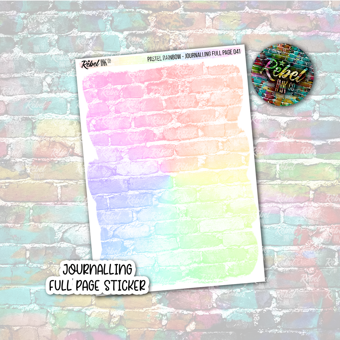 Pastel Rainbow - Journalling Full Page Sticker