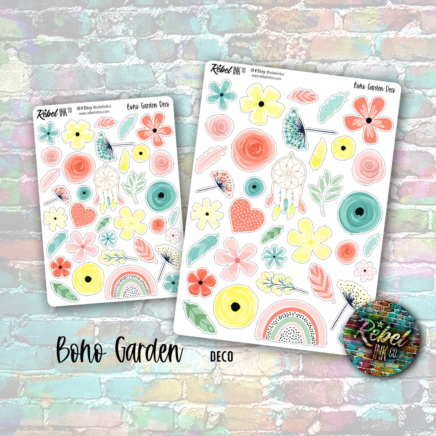 Boho Garden - Standard Vertical Planner Sticker Kit