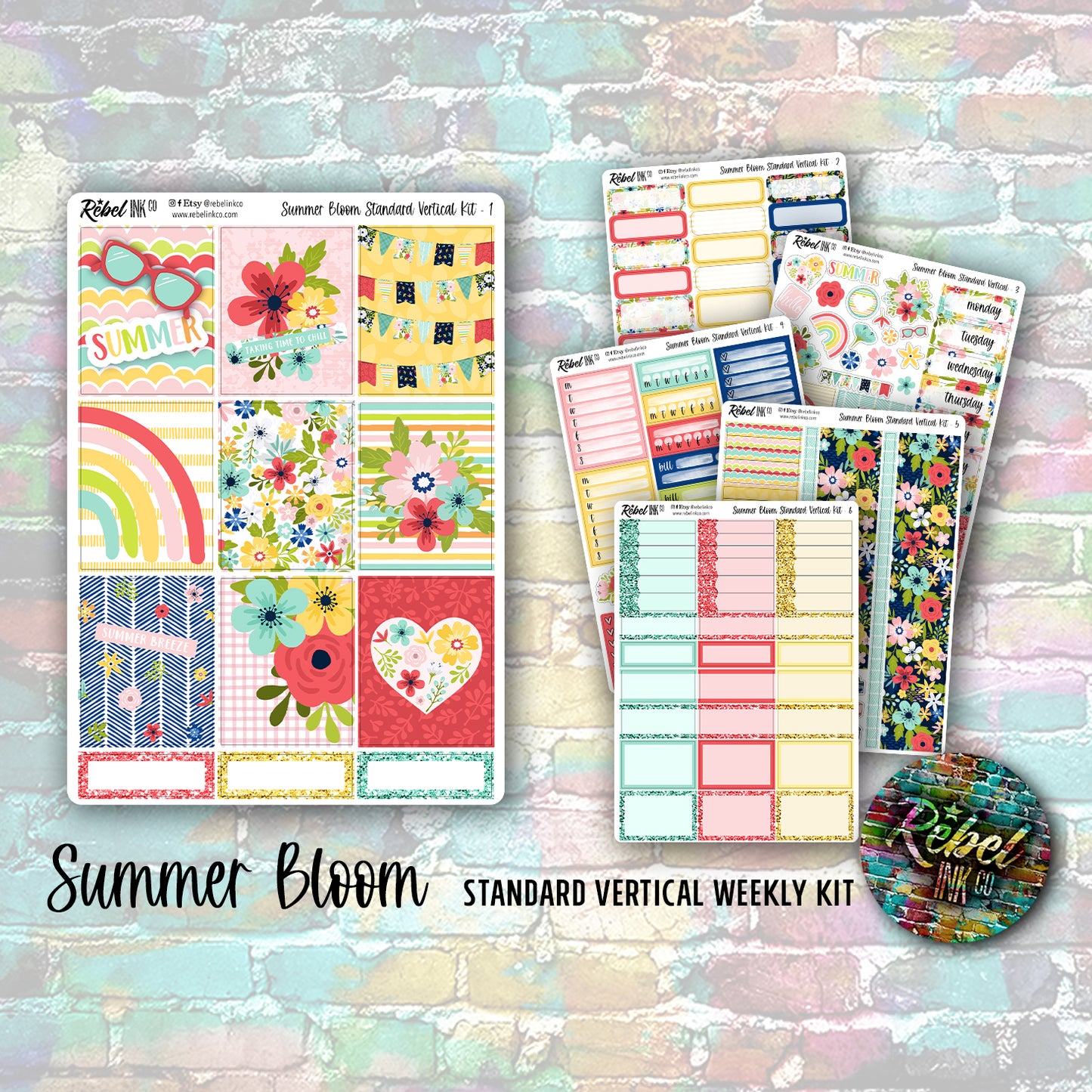 Summer Bloom - Standard Vertical Planner Sticker Kit