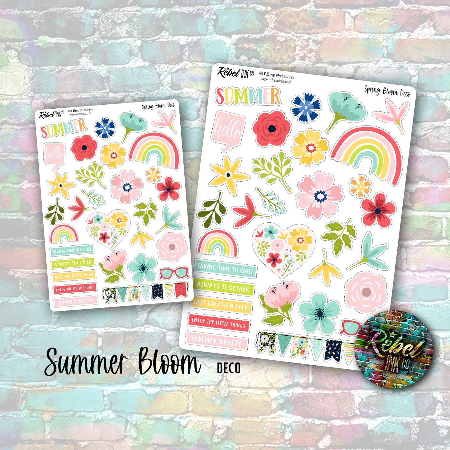 Summer Bloom - Standard Vertical Planner Sticker Kit