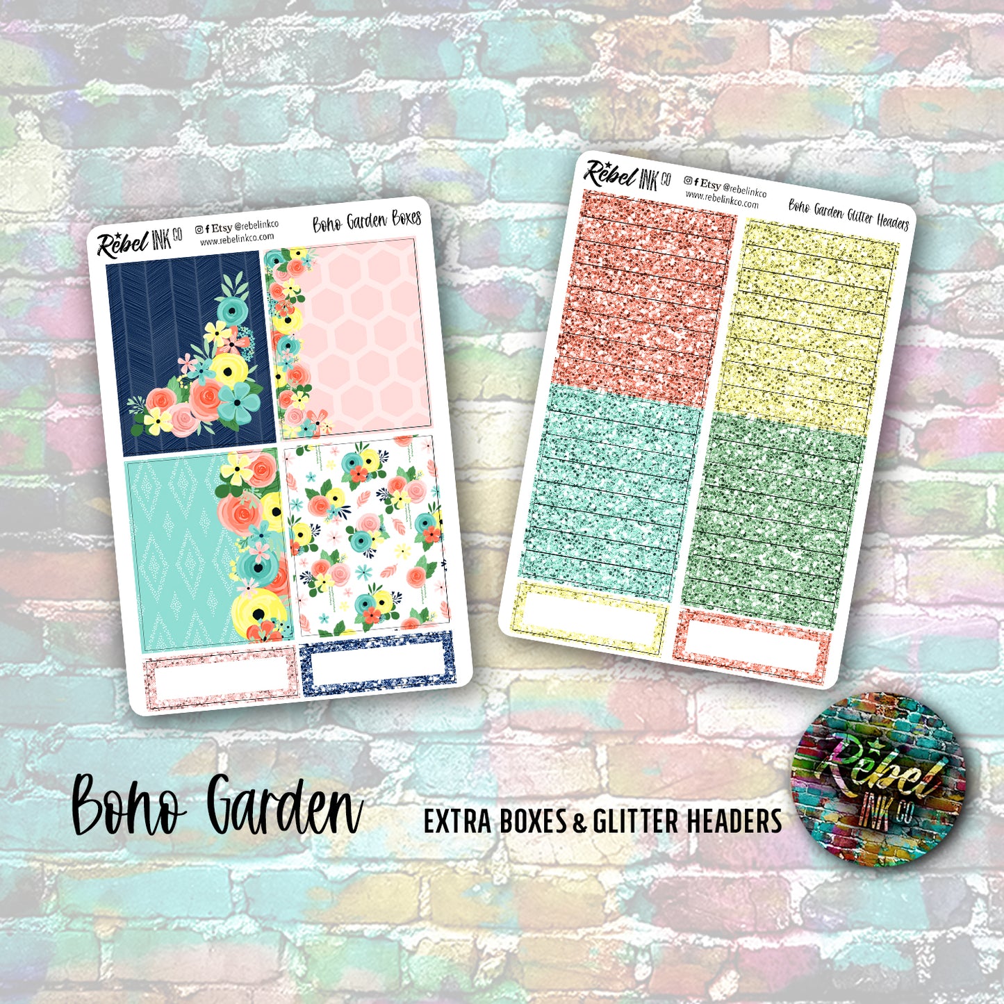 Boho Garden - Standard Vertical Planner Sticker Kit