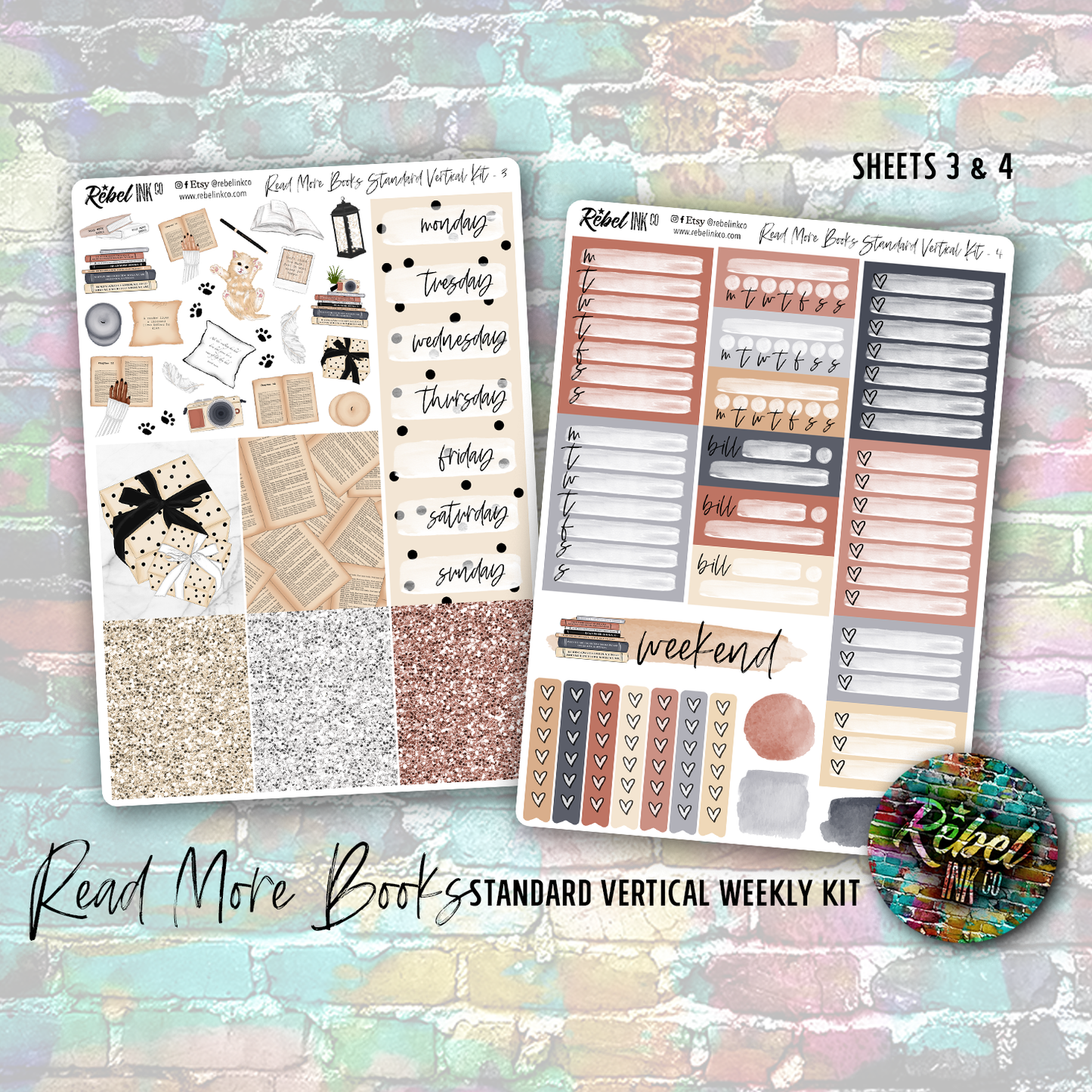 Read More Books - Standard Vertical Planner Sticker Kit