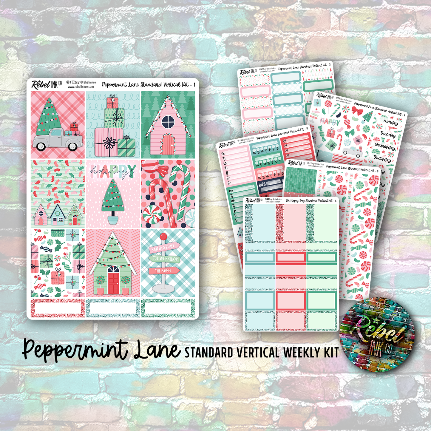 Peppermint Lane - Standard Vertical Planner Sticker Kit