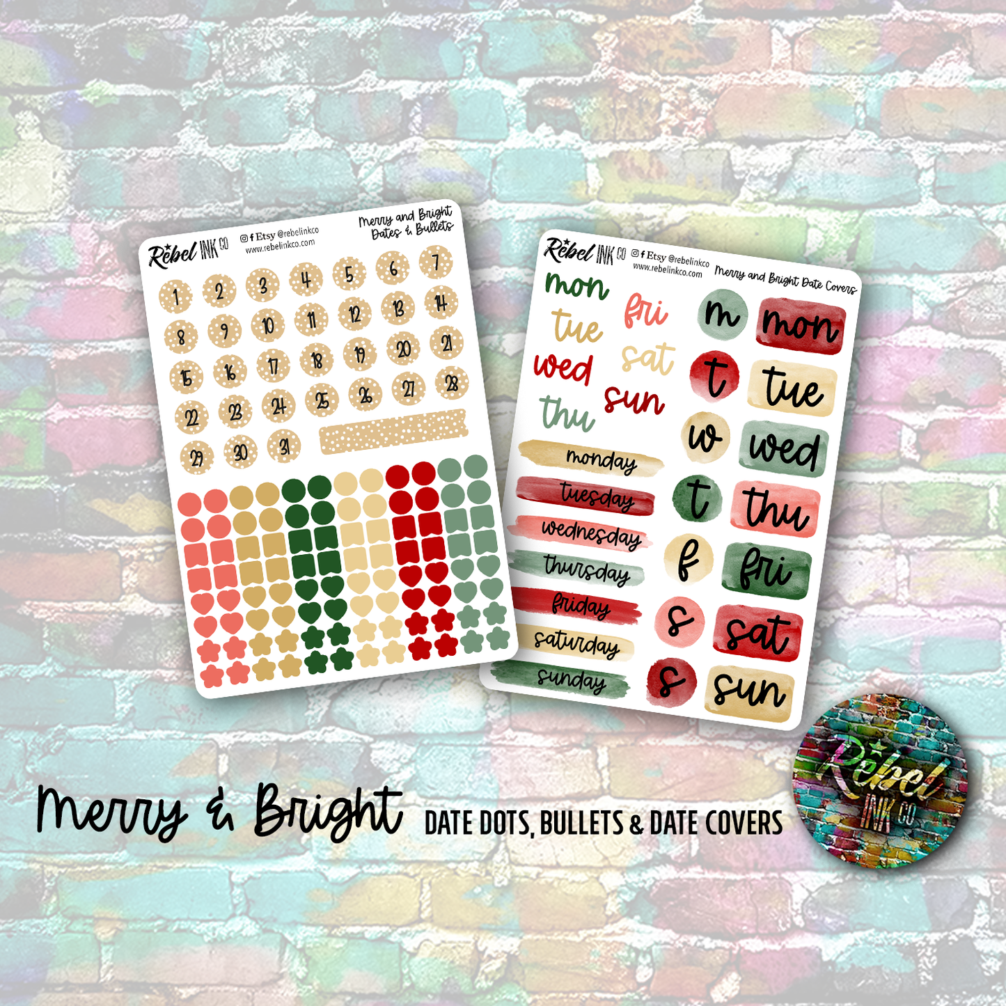 Merry & Bright - Standard Vertical Planner Sticker Kit