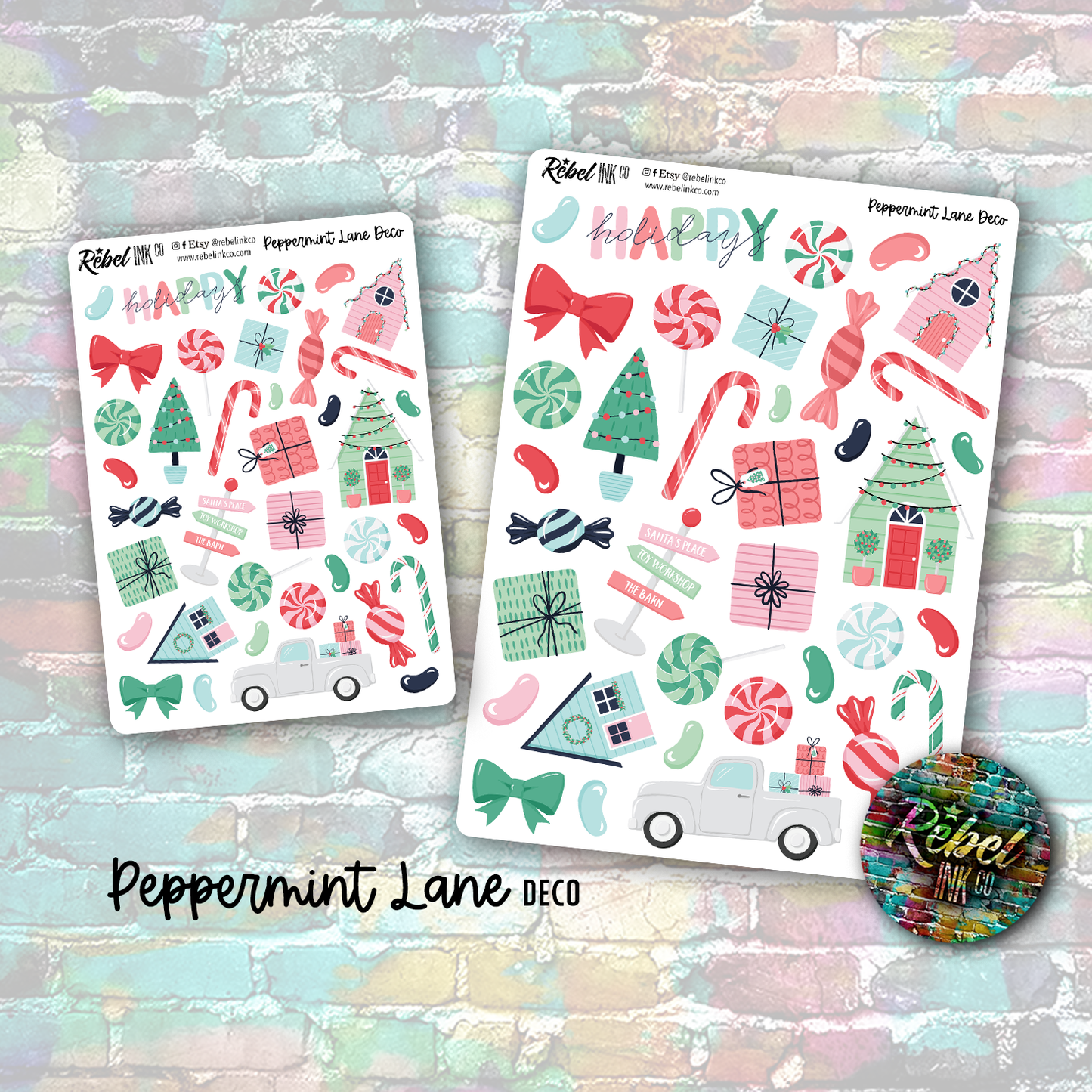 Peppermint Lane - Standard Vertical Planner Sticker Kit
