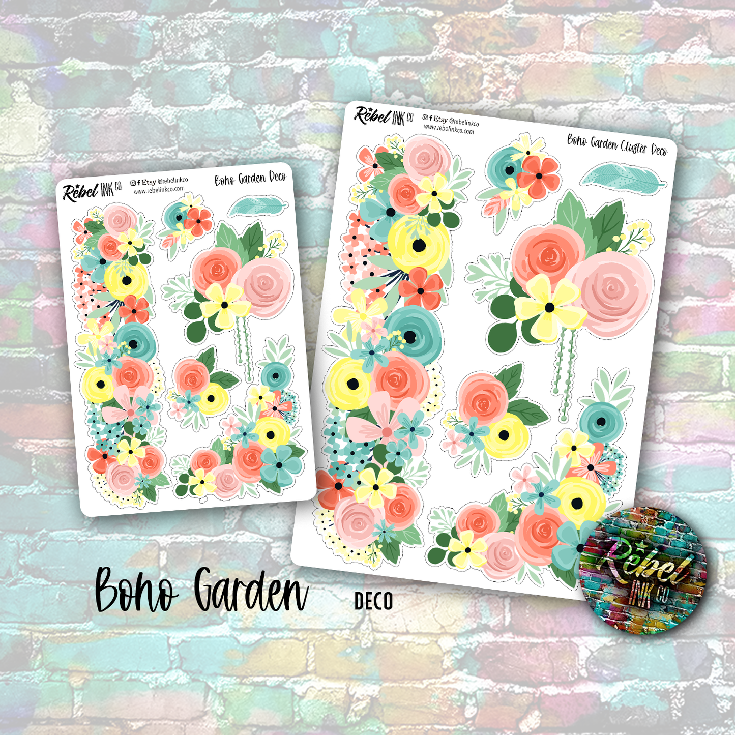 Boho Garden - Standard Vertical Planner Sticker Kit