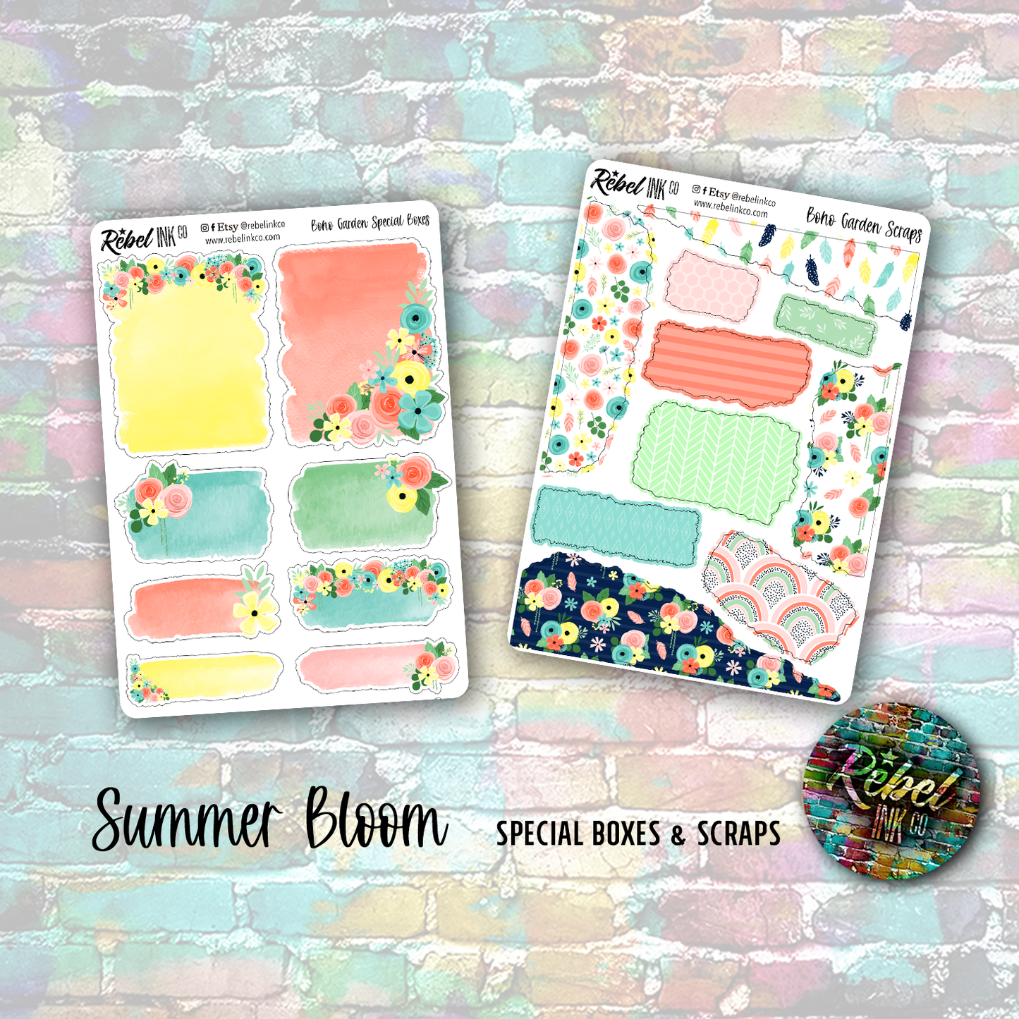 Boho Garden - Standard Vertical Planner Sticker Kit