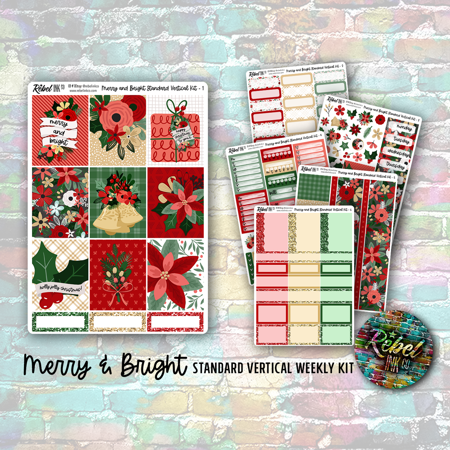 Merry & Bright - Standard Vertical Planner Sticker Kit