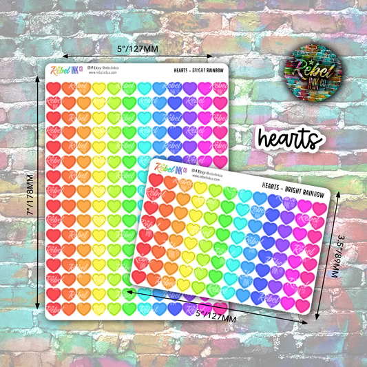 Heart Stickers - Bright Rainbow