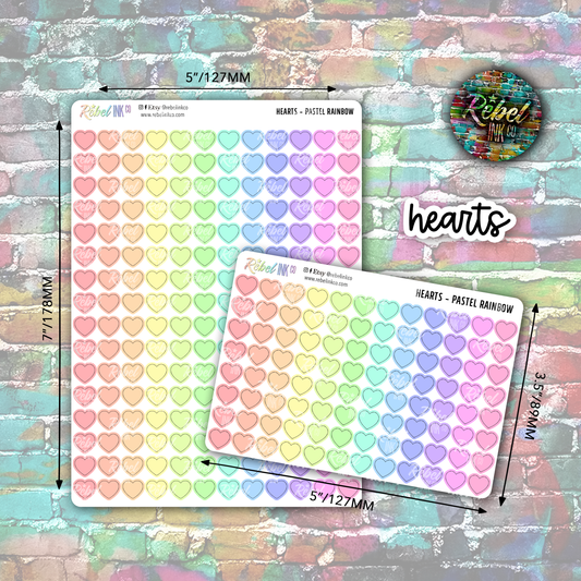 Heart Stickers - Pastel Rainbow