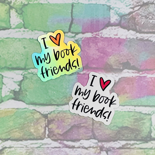 I Heart My Book Friends - Small Vinyl Diecut Sticker