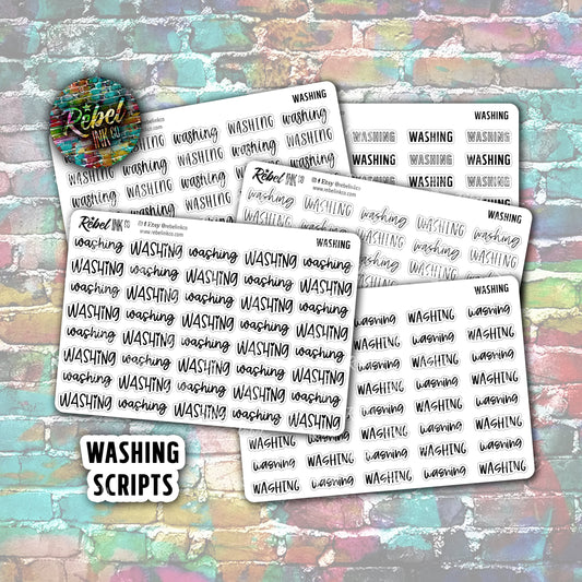 Washing - Script Stickers