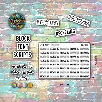 Recycling - Script Stickers