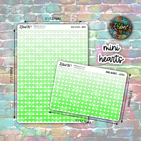 Mini Heart Stickers - Apple Ombre
