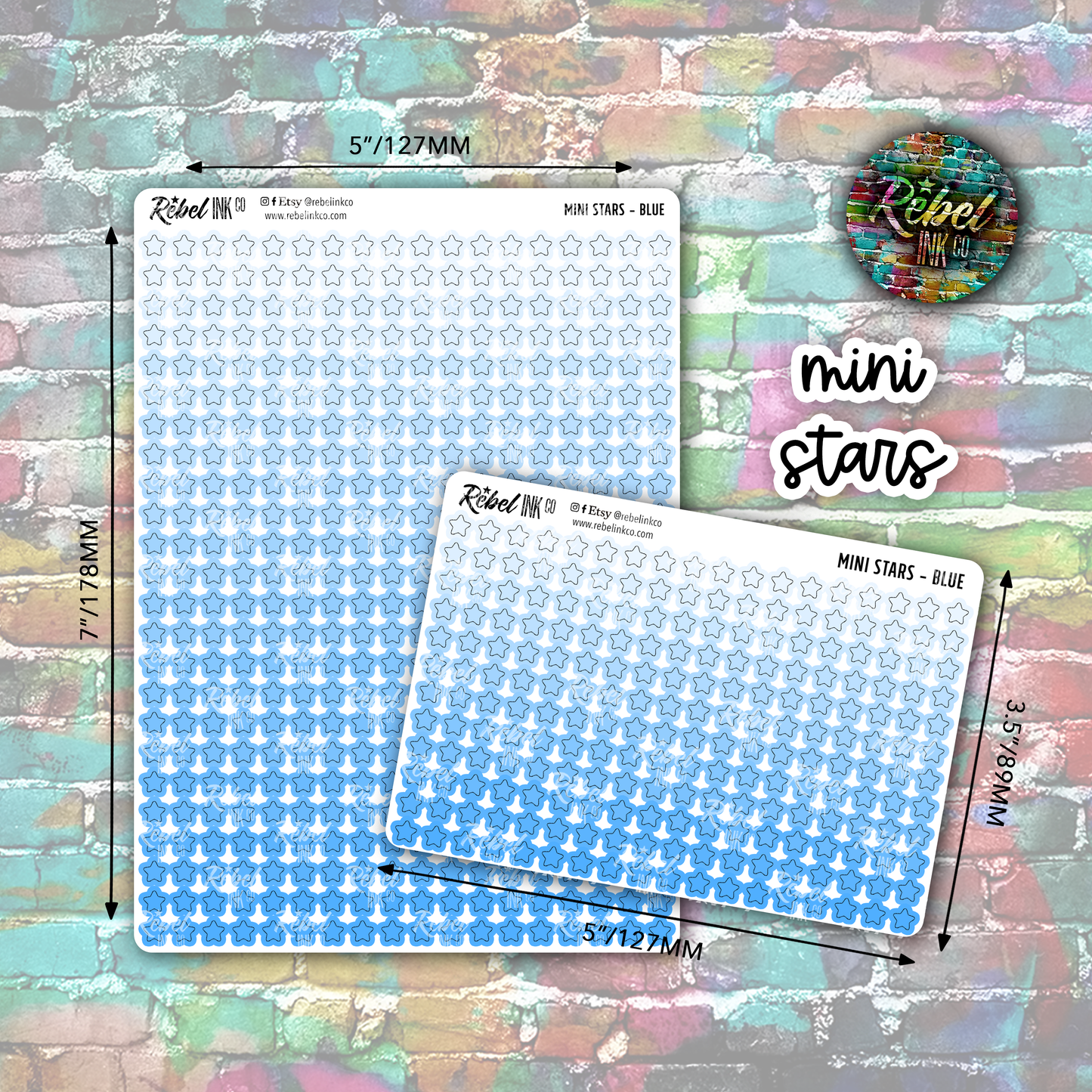 Mini Star Stickers - Blue Ombre