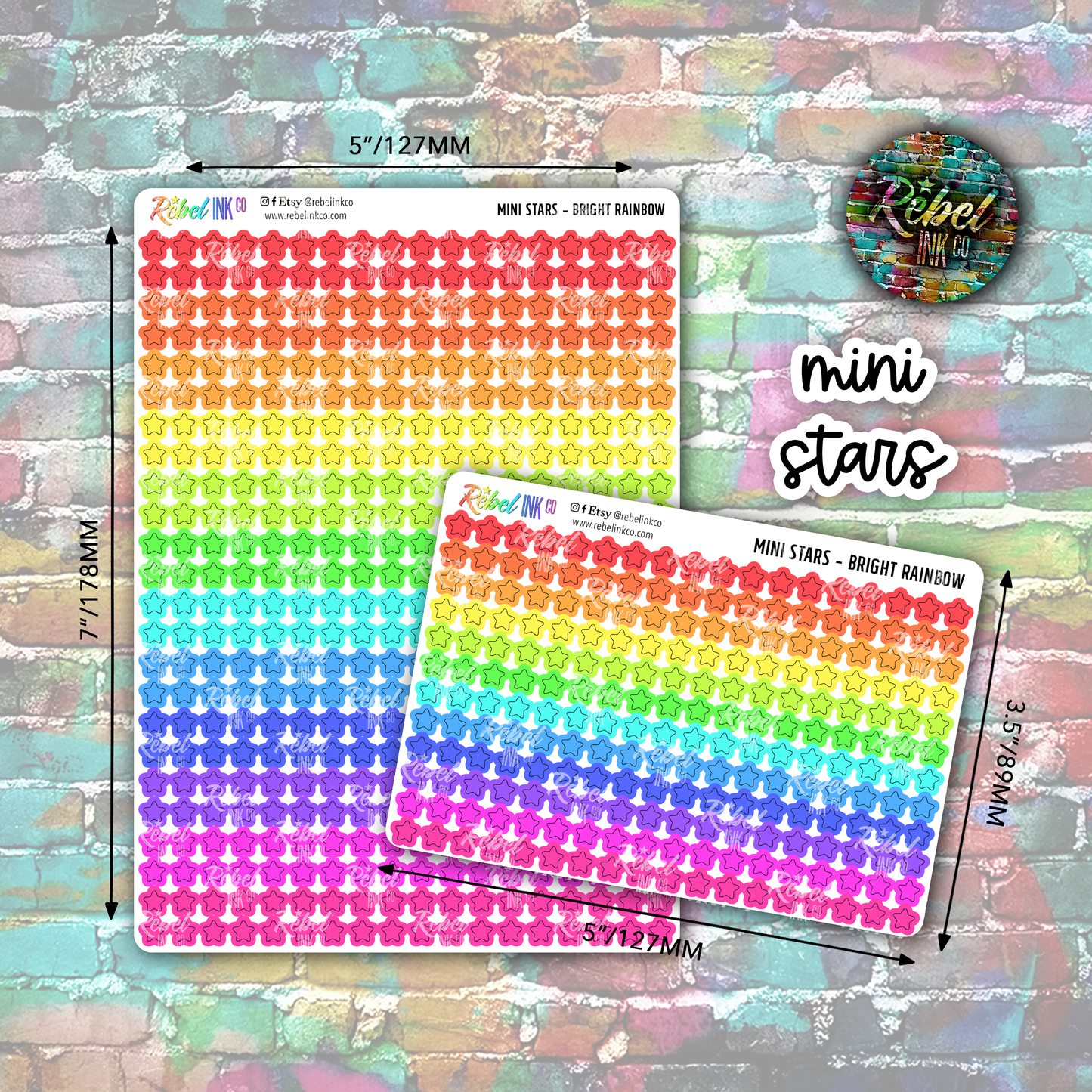 Mini Star Stickers - Bright Rainbow