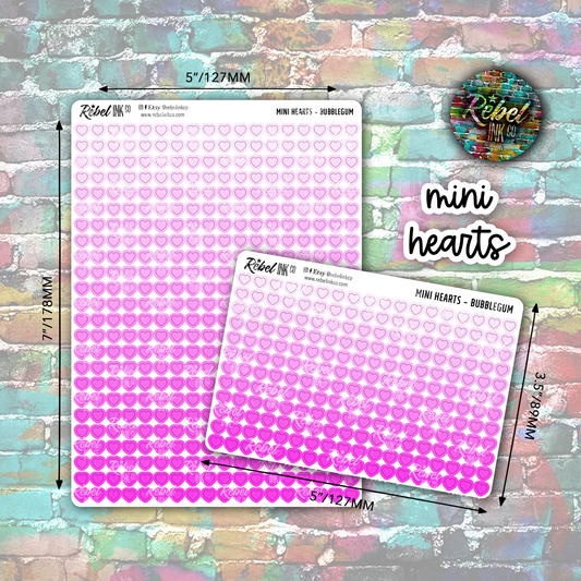 Mini Heart Stickers - Bubblegum Ombre