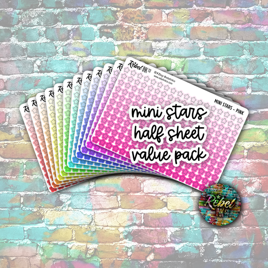 Mini Star Stickers - Half Sheet Rainbow Value Pack