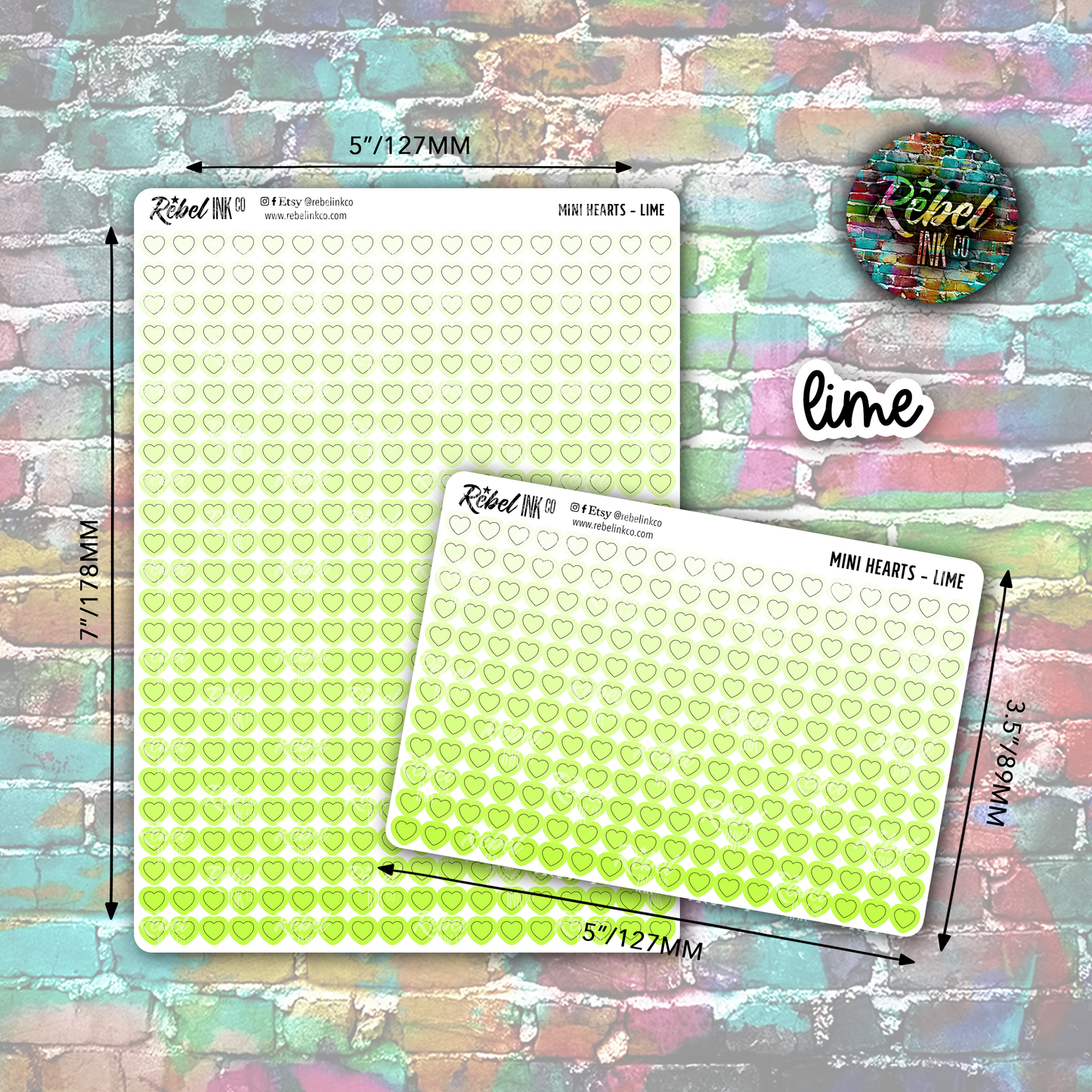 Mini Heart Stickers - Full Sheet Rainbow Value Pack