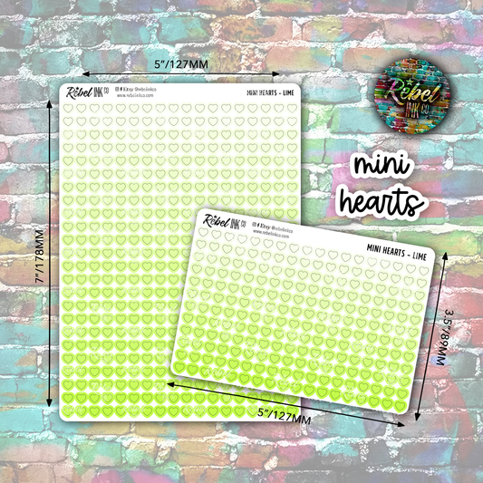 Mini Heart Stickers - Lime Ombre