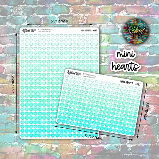 Mini Heart Stickers - Mint Ombre