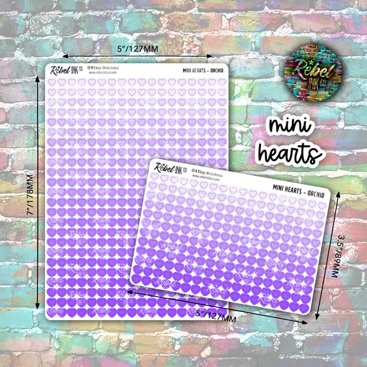 Mini Heart Stickers - Orchid Ombre