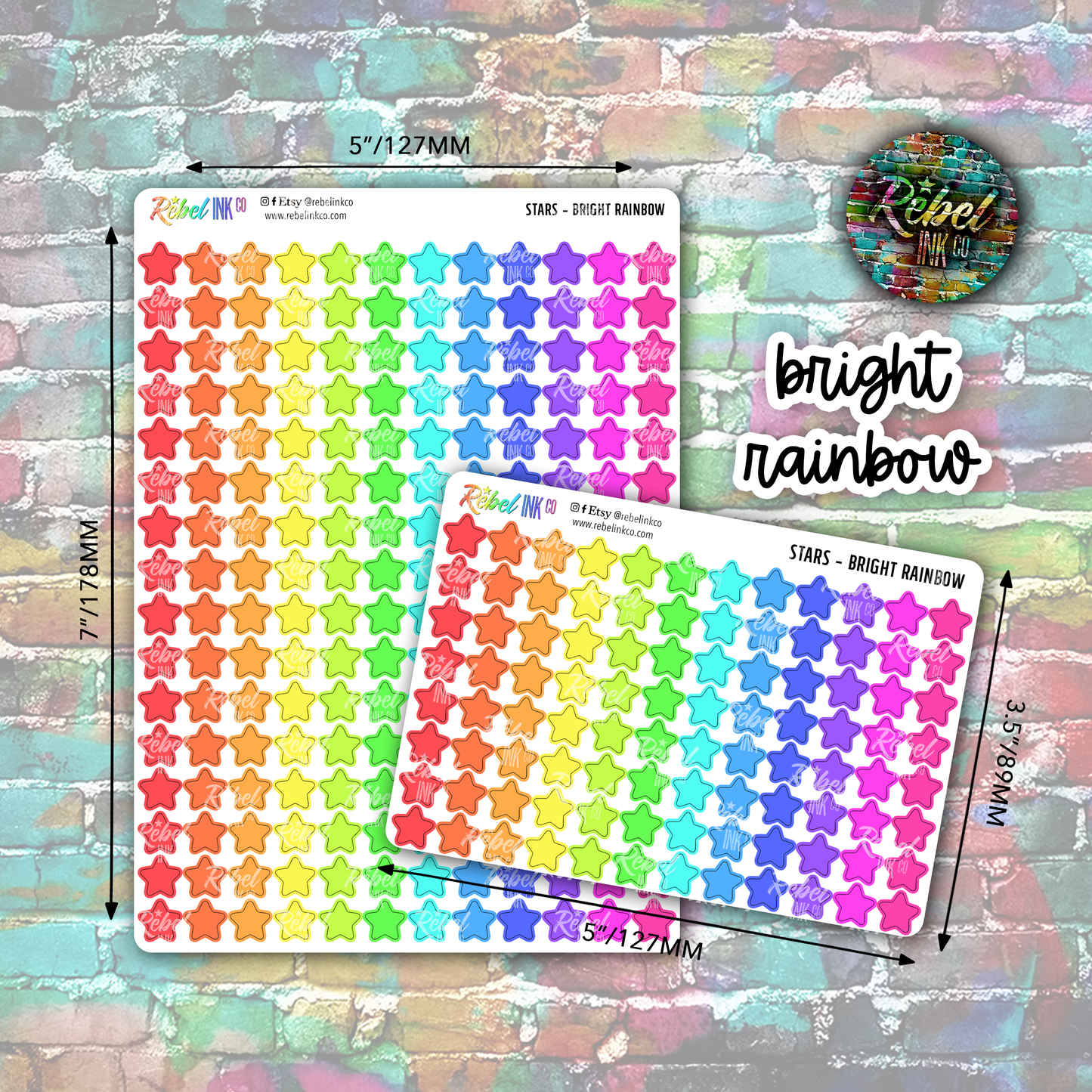 Star Stickers - Bright Rainbow