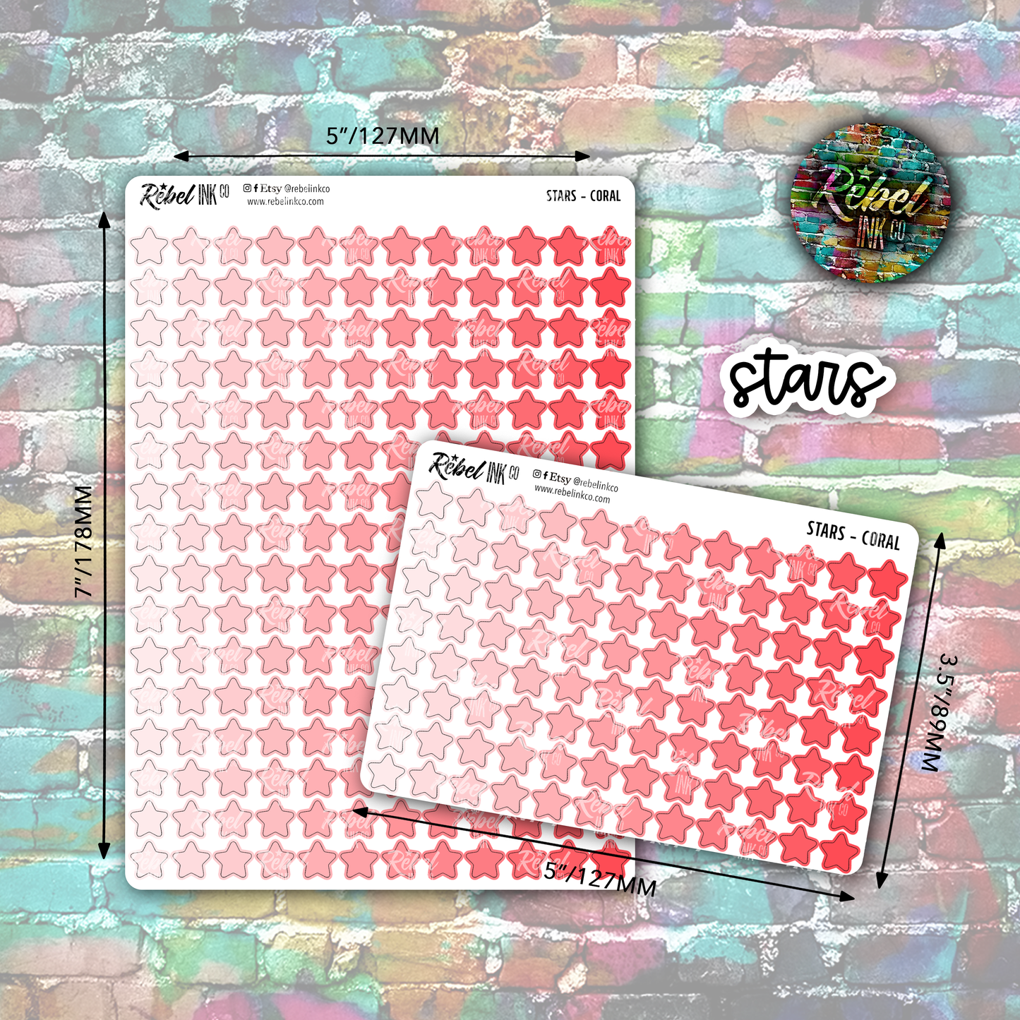 Star Stickers - Coral Ombre