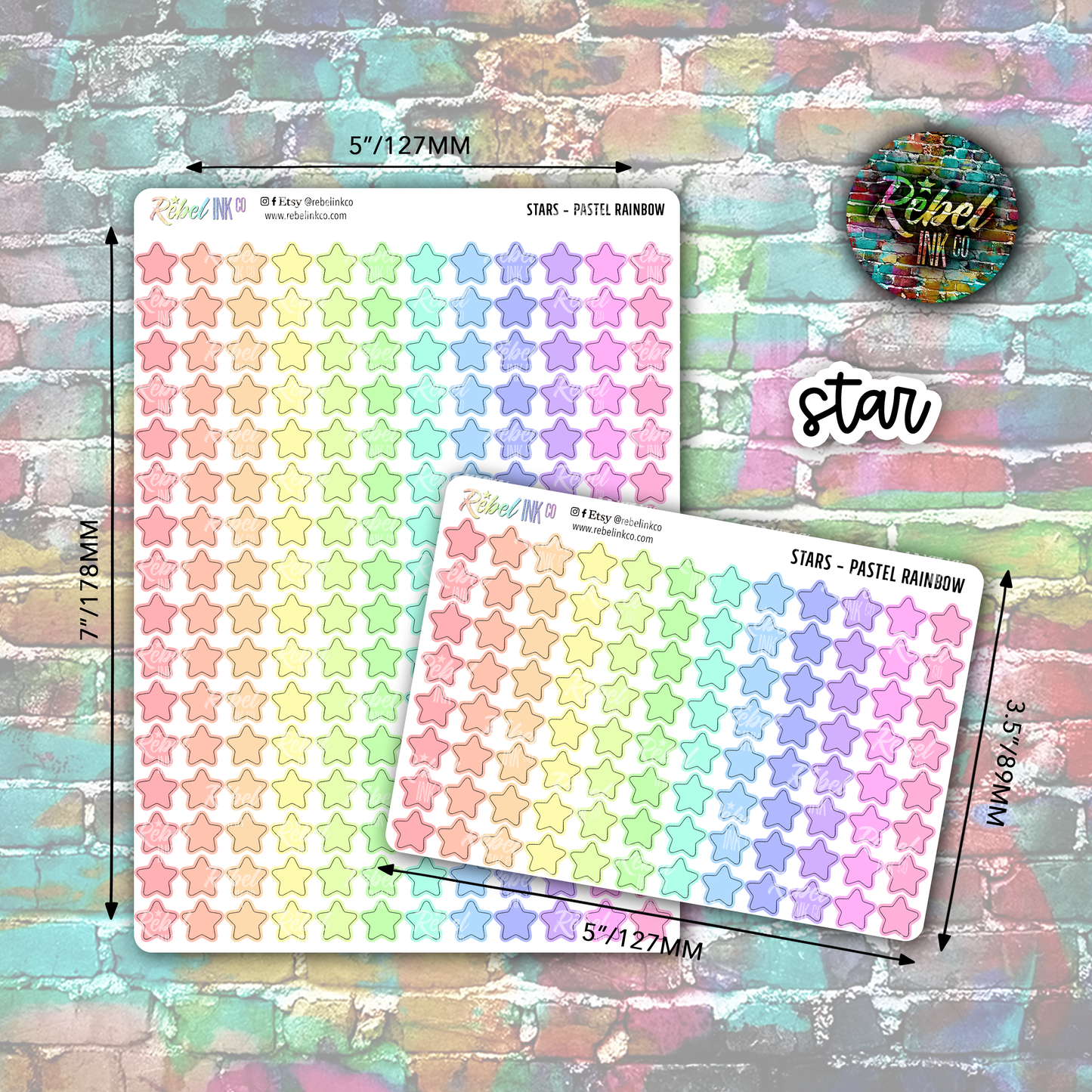 Star Stickers - Pastel Rainbow