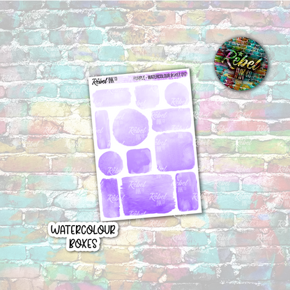 Purple - Watercolour Boxes Multi