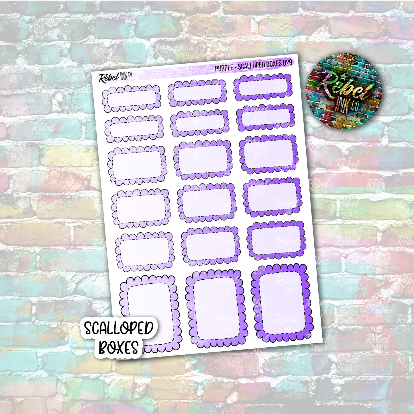 Purple - Scalloped Boxes Standard Vertical